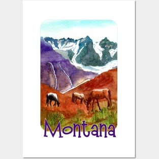 Horses Grazing In Montana Posters and Art